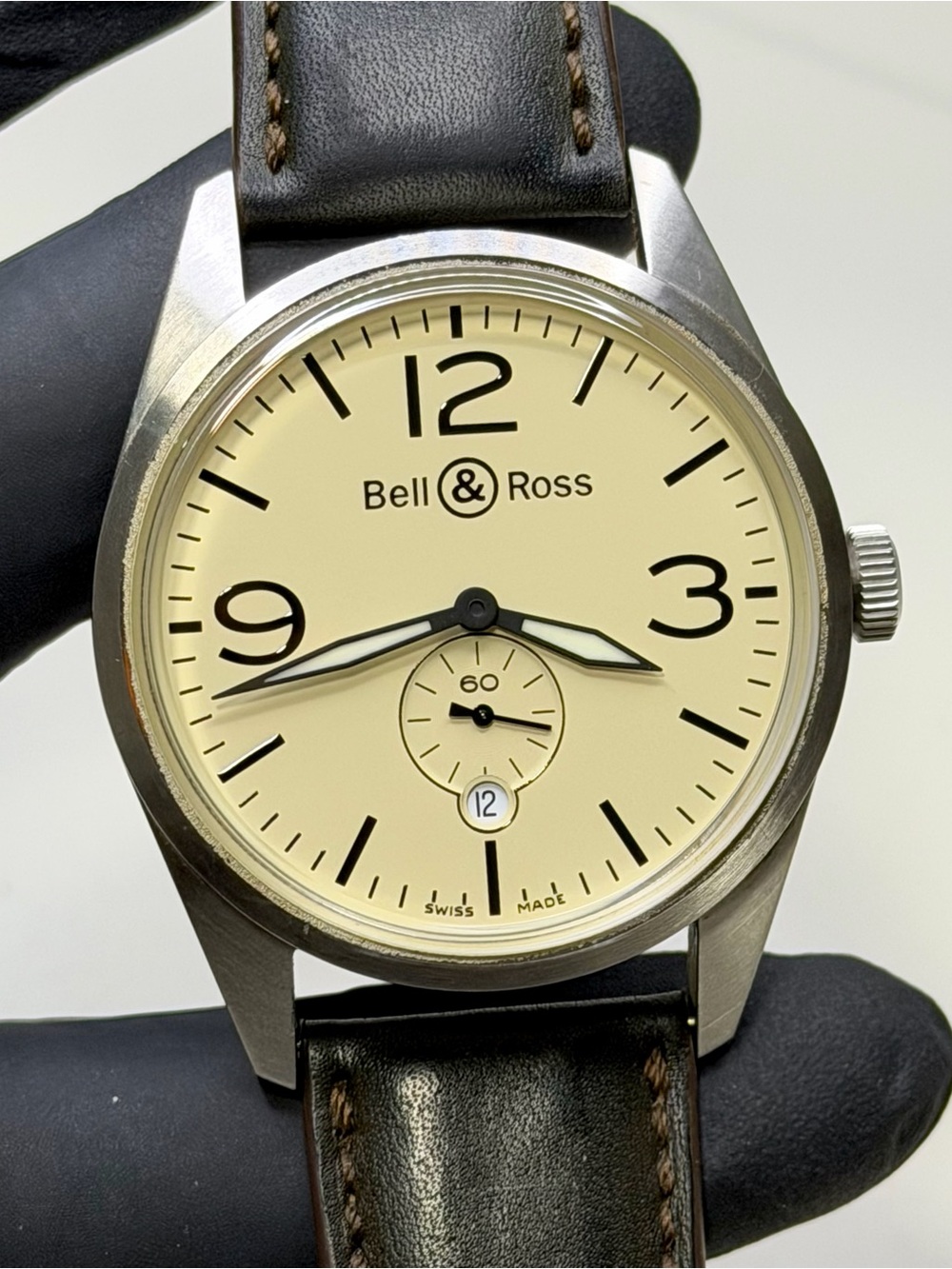Bell & Ross Original Beige BR123-95 Automatic Date Silver SS 41mm Luxury Watch